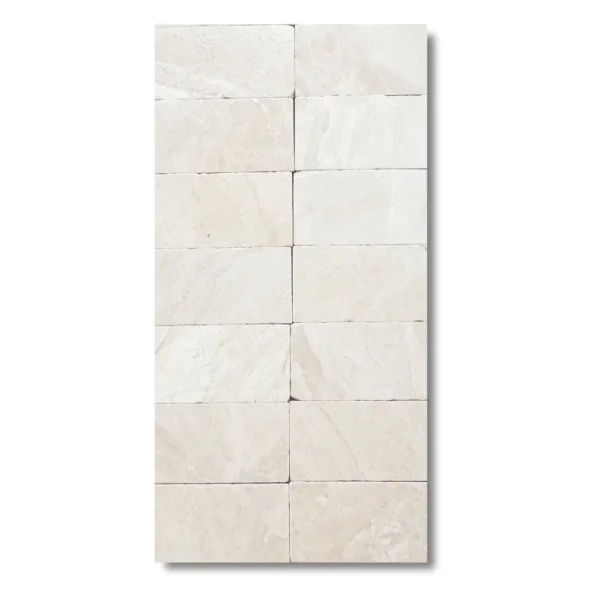 Płytka marmurowa Queen Beige | Coffee White Brick bębnowana 15 x 7,5 x 1 cm
