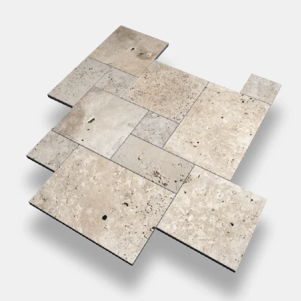 Płytki Trawertyn Blend Mix Bębnowany French Pattern Komplet Rzymski 0,742m2